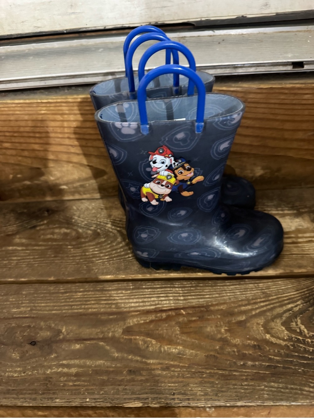 Paw Patrol Navy Rain Boots with Blue Pull Handles